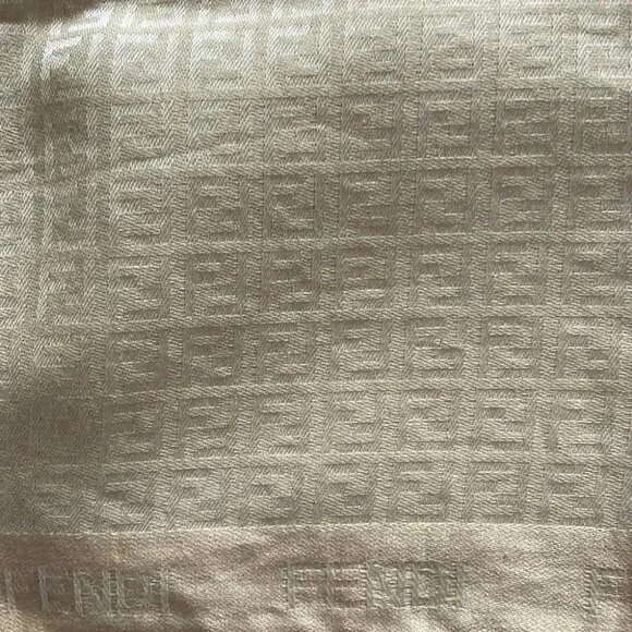 EUC Fendi beige Zucchino FF Logo Printed Scarf - Picture 6 of 9